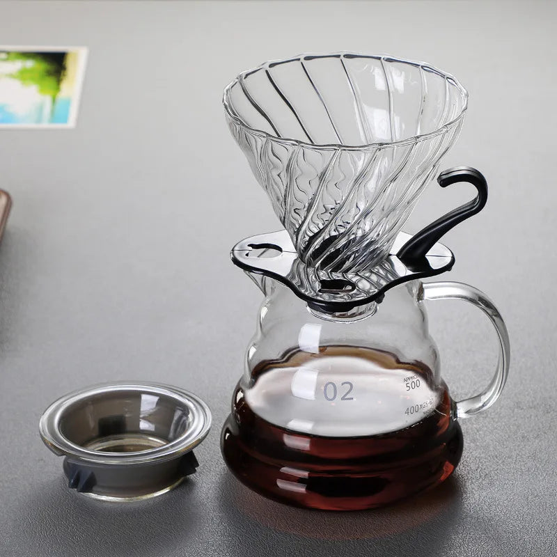 Pour Over Coffee Maker | Borosilicate Glass Server with Lid