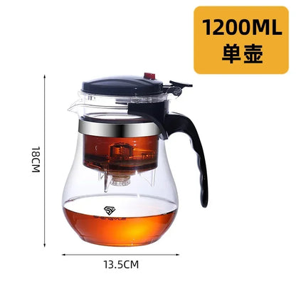 Press & Pour Glass Teapot | One-Click Filter | 500ml–1800ml