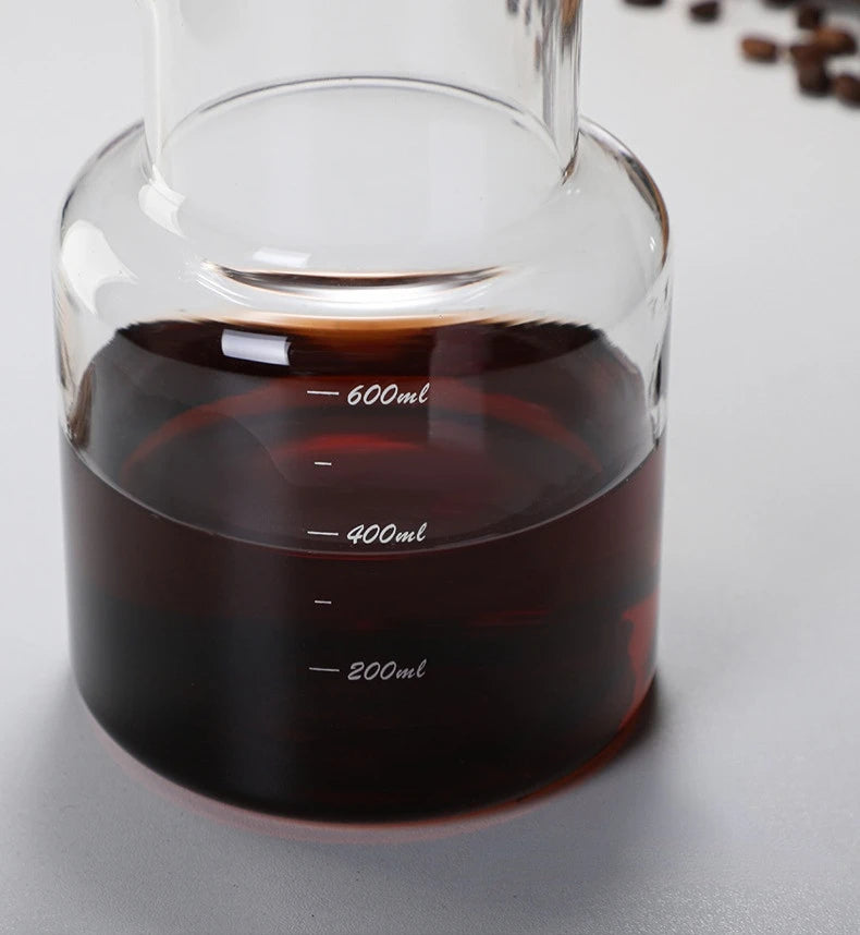 Cold Brew Coffee Pot Set | Glass Dripper & Filter | 600ml | Grey & Transparent