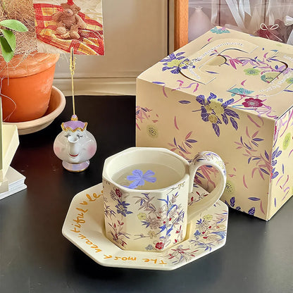 Japanese Floral Ceramic Coffee Cup