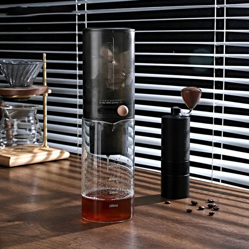 EXSX Ice Drip Cold Brew Coffee Tower | 450ml Borosilicate Glass | Detachable Dripper for Home & Camping