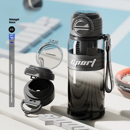 Leakproof Tritan Sports Bottle with Straw, Tea Strainer & Carry Strap
