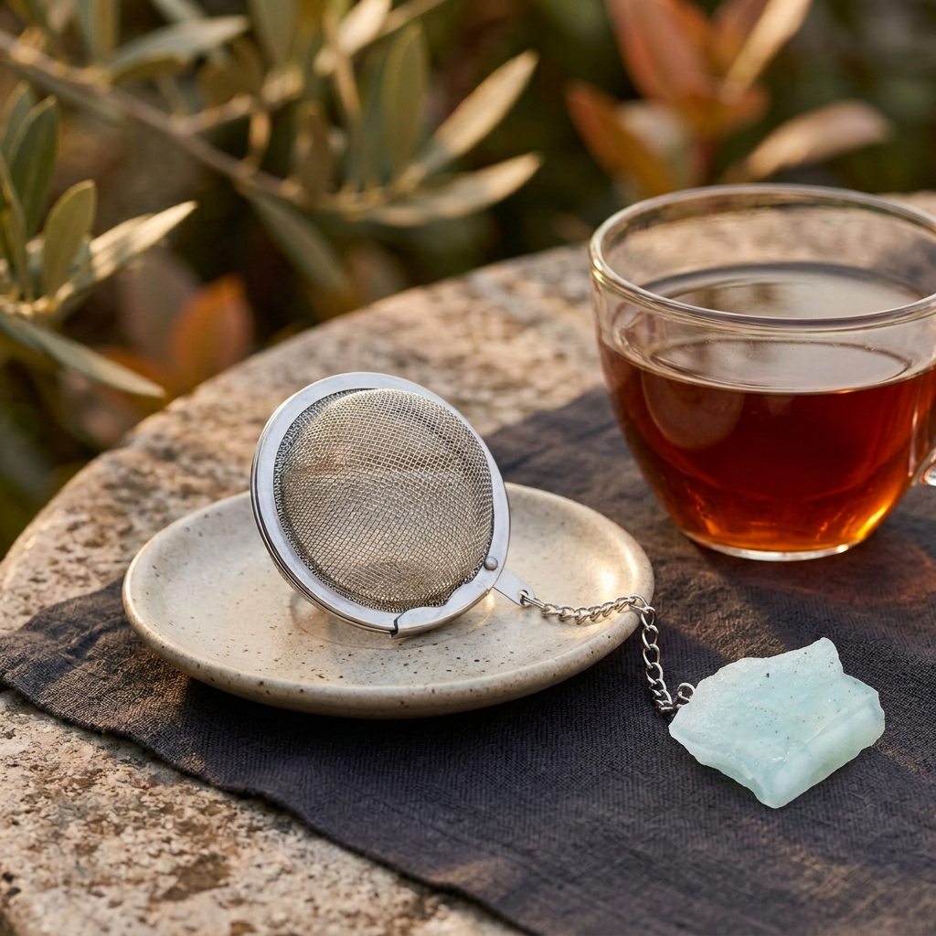 Aquamarine Gemstone Tea Strainer | Ember & Olive - Ember & Olive Coffee Co.®