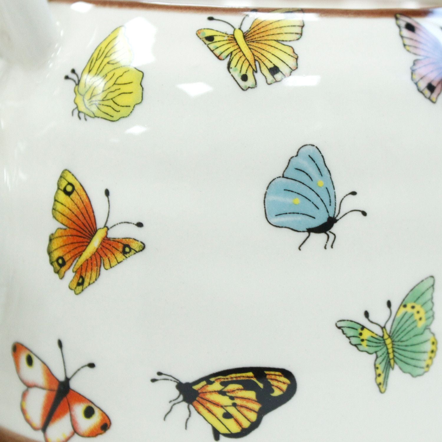The Butterflies Ceramic Teapot Set | 650ml & Six Cups