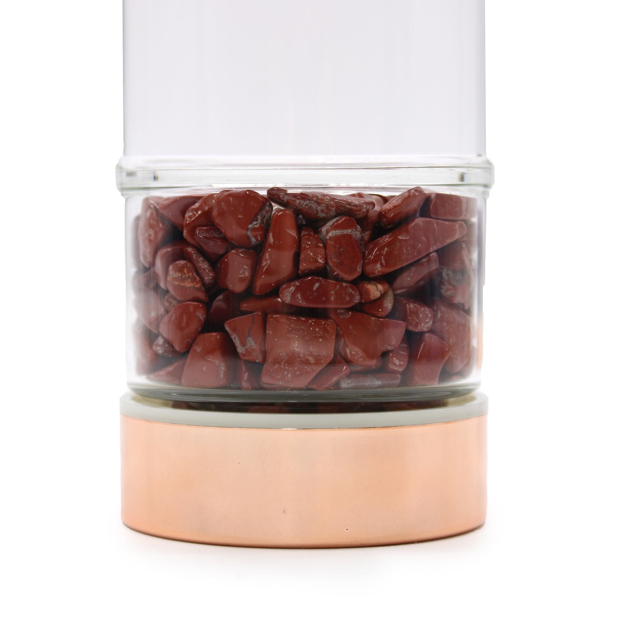Crystal Glass Tea Infuser Bottle – Rose Gold & Red Jasper