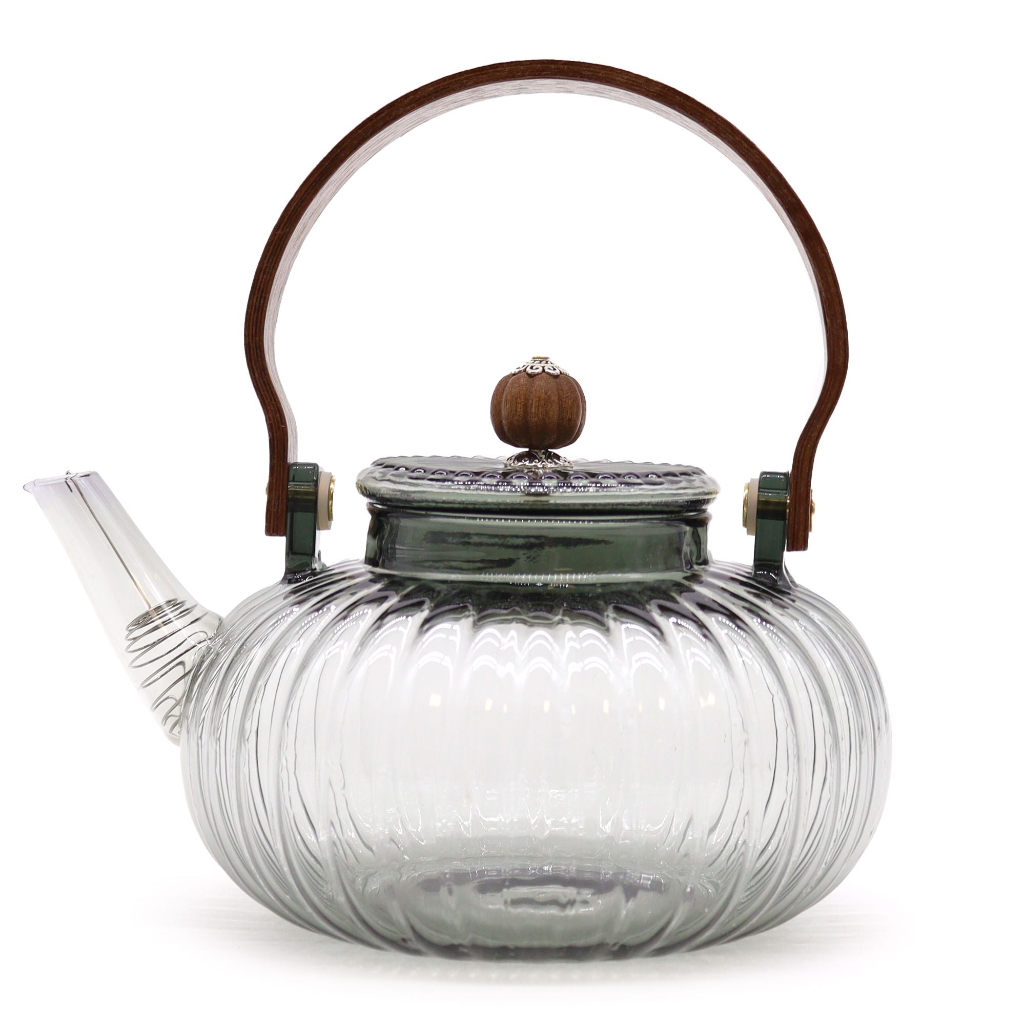 Charcoal Ribbed Pearl Glass Infuser Teapot, 950ml