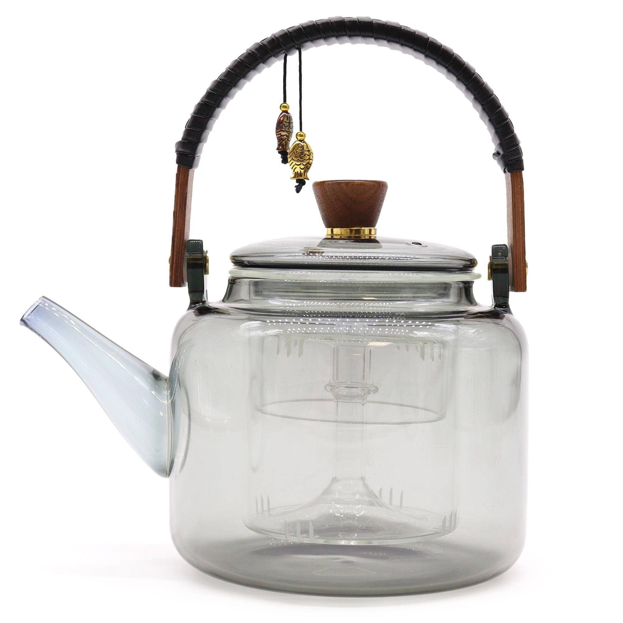 Charcoal Glass Infuser Teapot with Steamer System, 1000ml