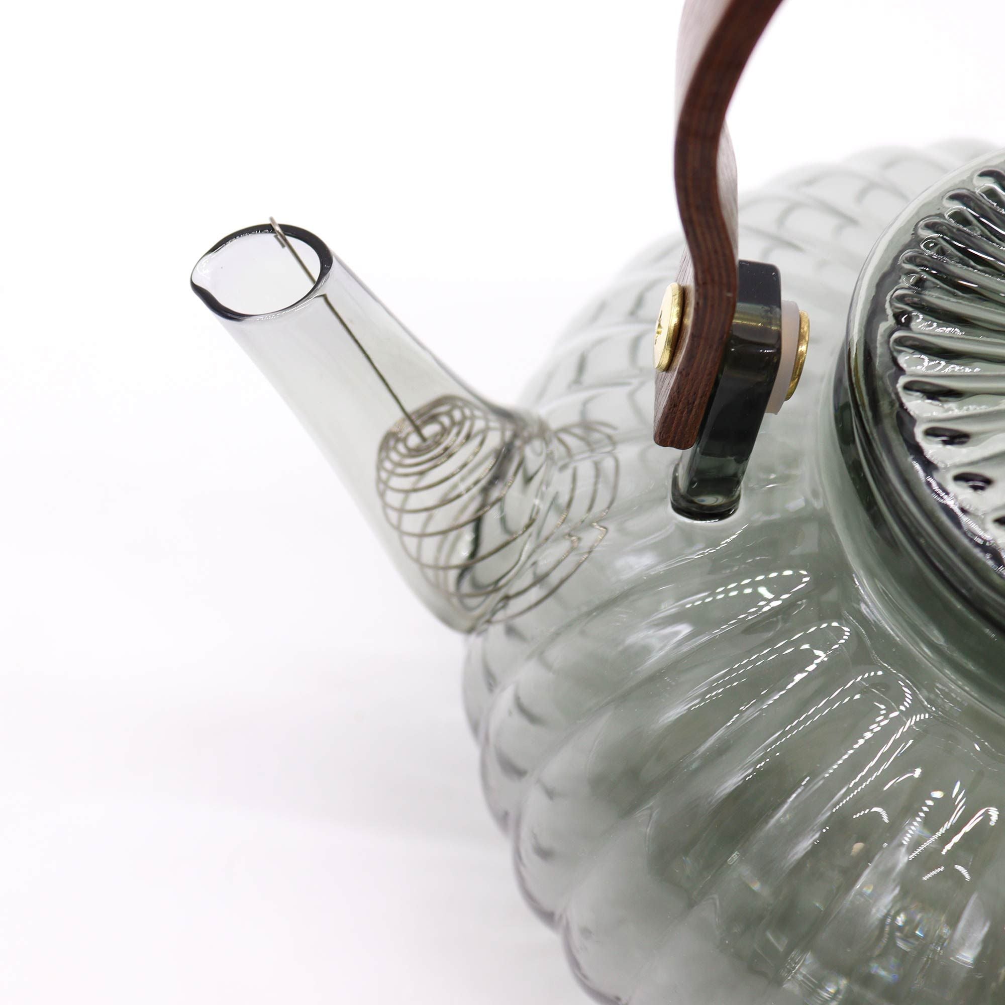 Charcoal Ribbed Pearl Glass Infuser Teapot, 950ml