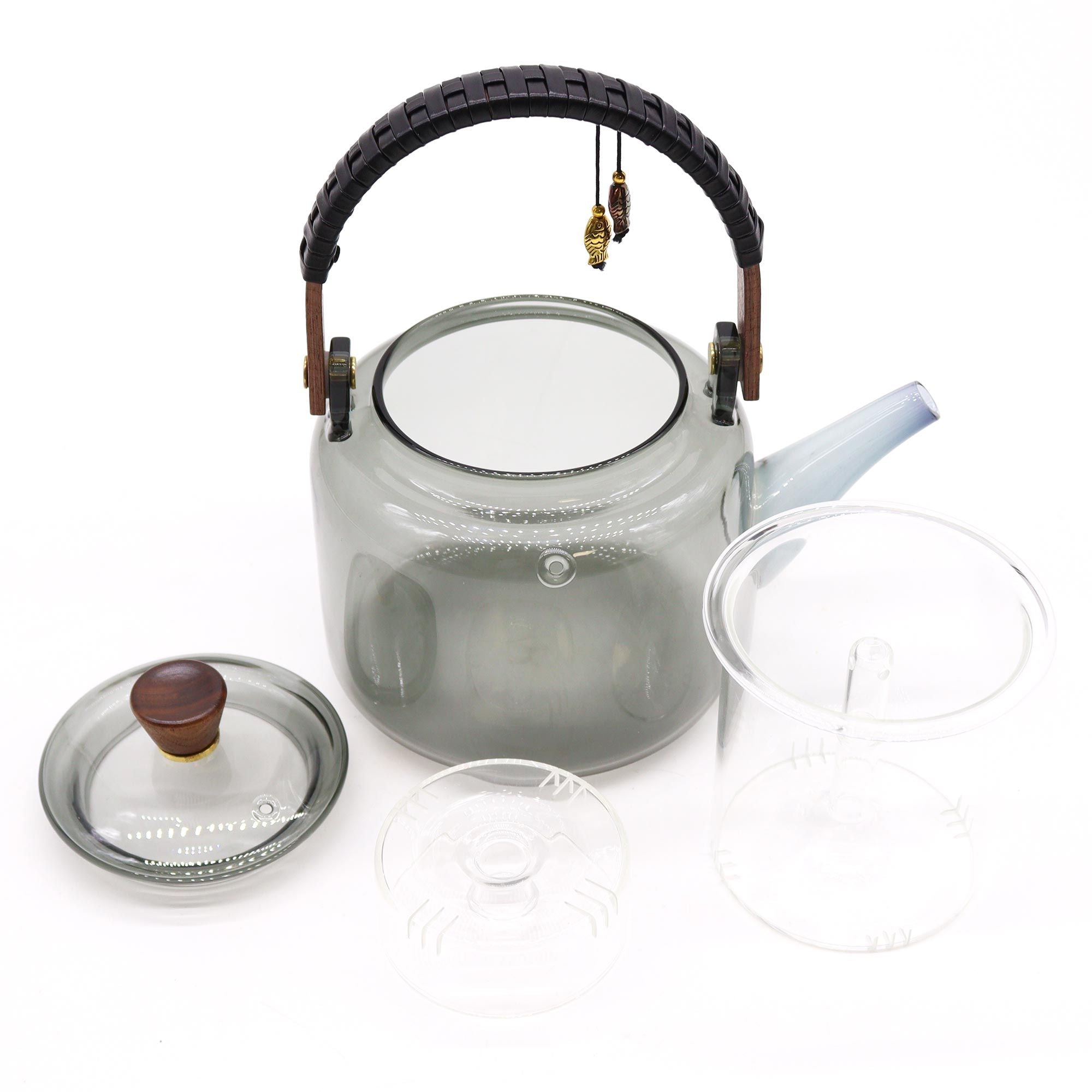 Charcoal Glass Infuser Teapot with Steamer System, 1000ml