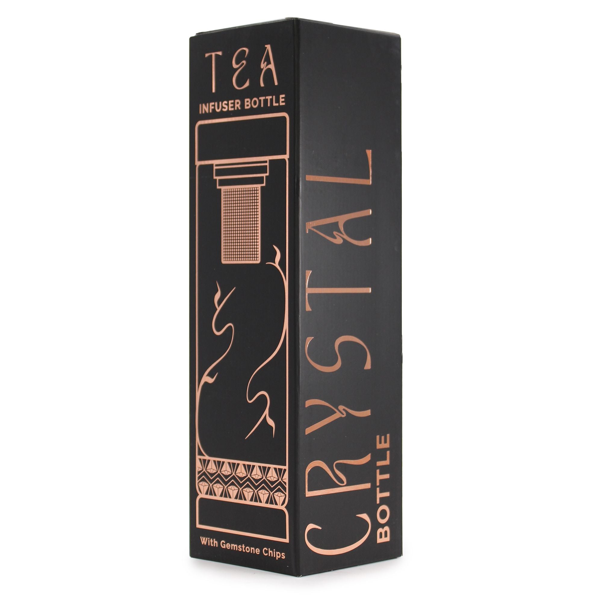 Crystal Glass Tea Infuser Bottle – Rose Gold & Red Jasper