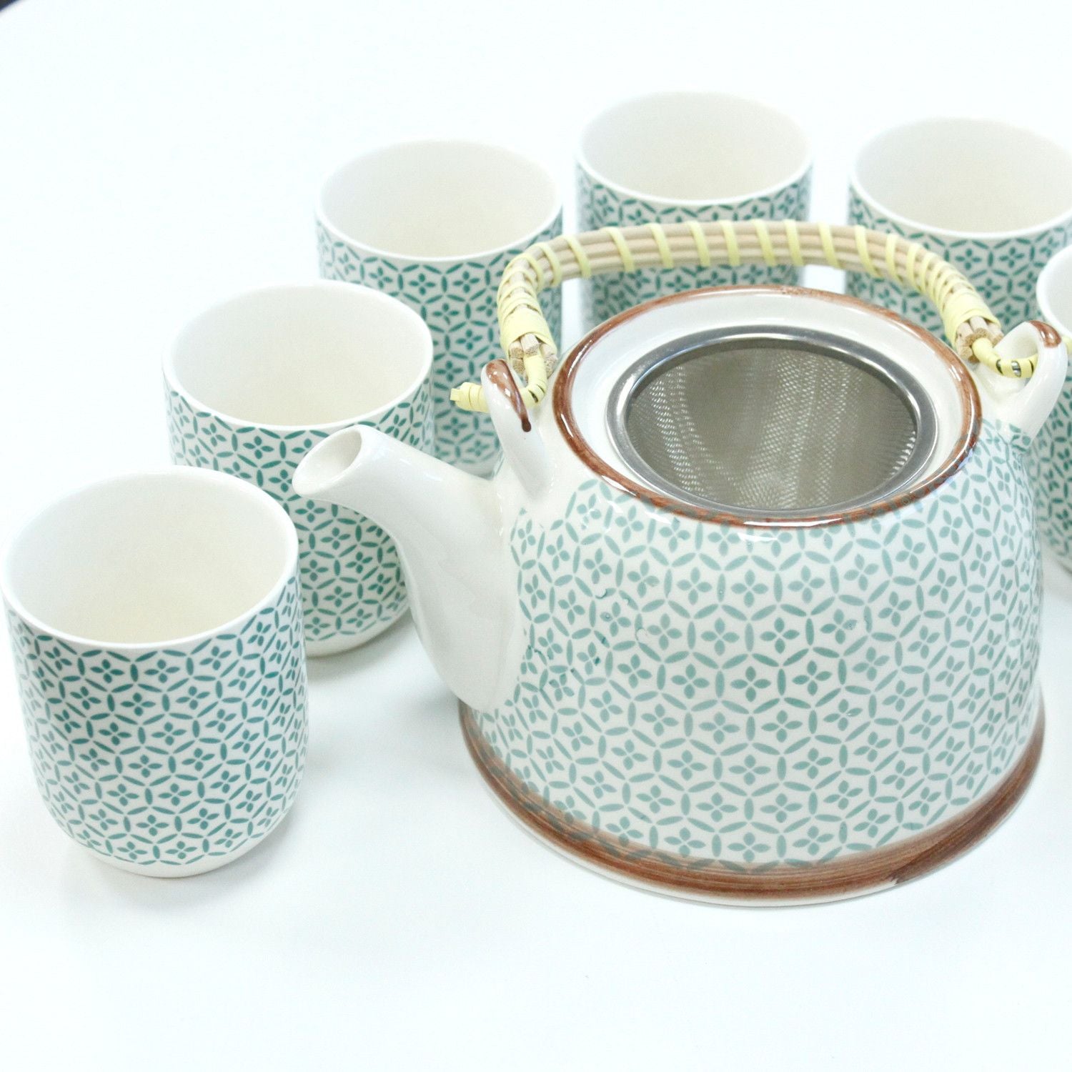The Mosaic Collection: 7-Piece Ceramic Herbal Teacup & Pot Gift Set