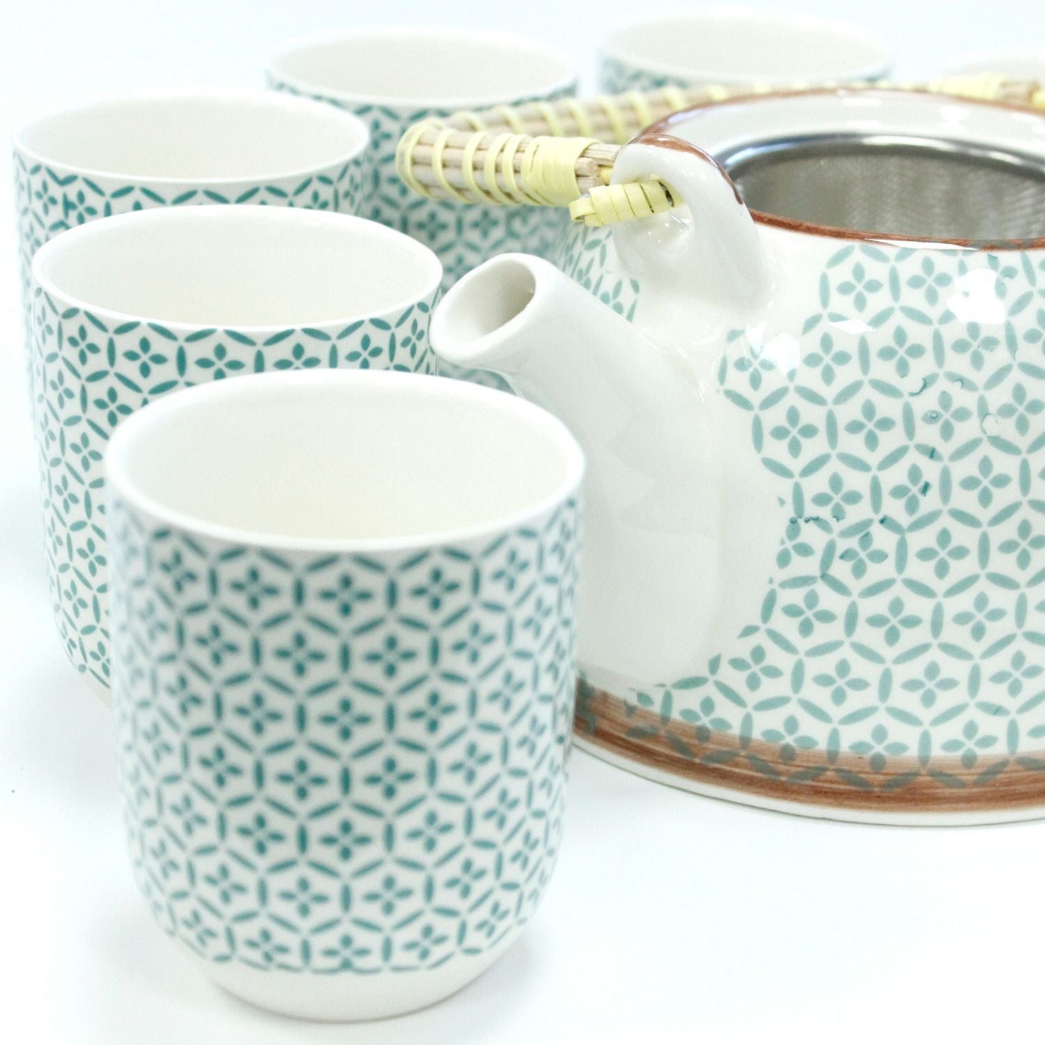 The Mosaic Collection: 7-Piece Ceramic Herbal Teacup & Pot Gift Set