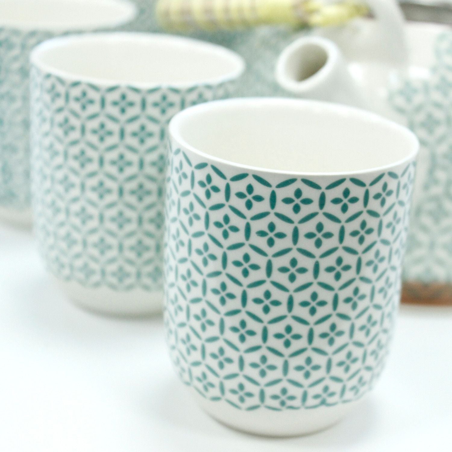 The Mosaic Collection: 7-Piece Ceramic Herbal Teacup & Pot Gift Set