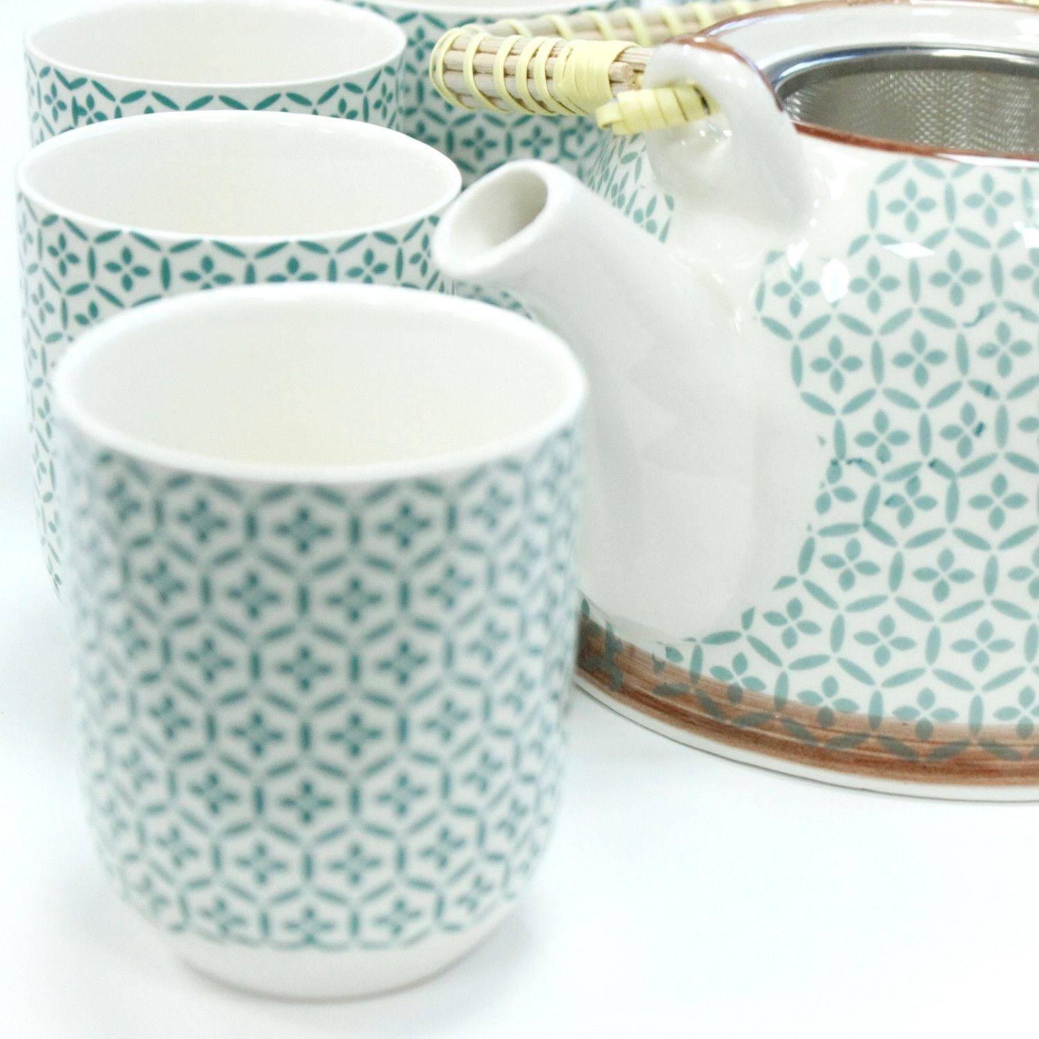 The Mosaic Collection: 7-Piece Ceramic Herbal Teacup & Pot Gift Set