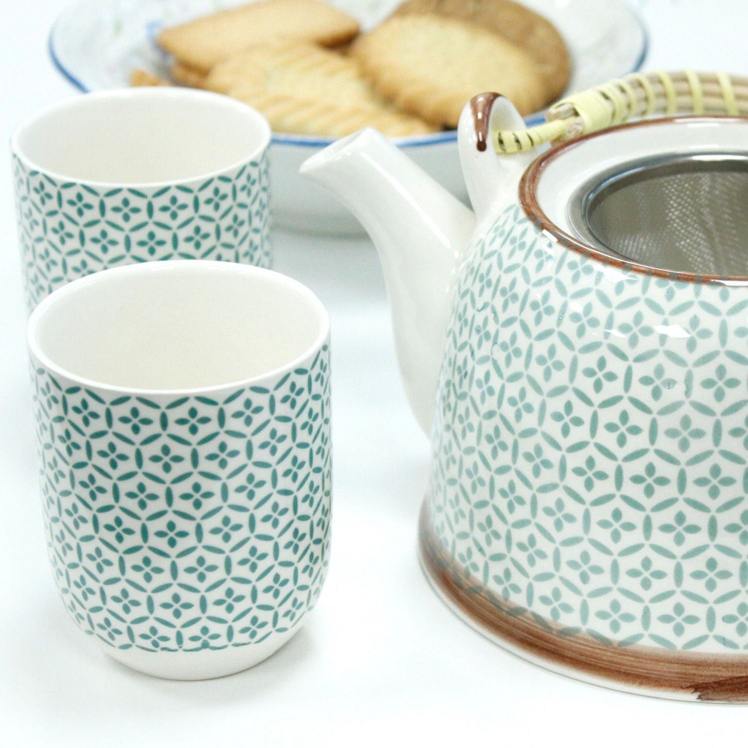 The Mosaic Collection: 7-Piece Ceramic Herbal Teacup & Pot Gift Set