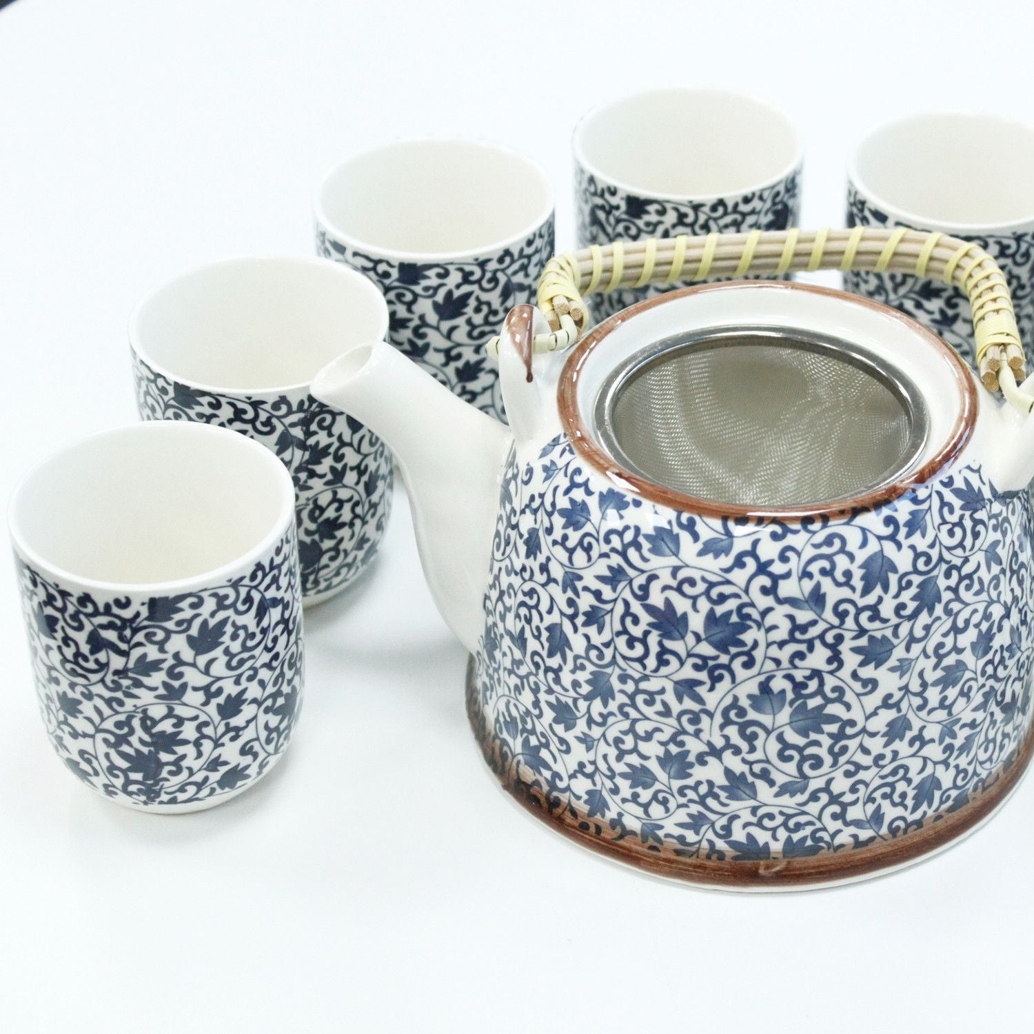 The Blue Pattern Ceramic Teapot Set | 650ml & Six Cups
