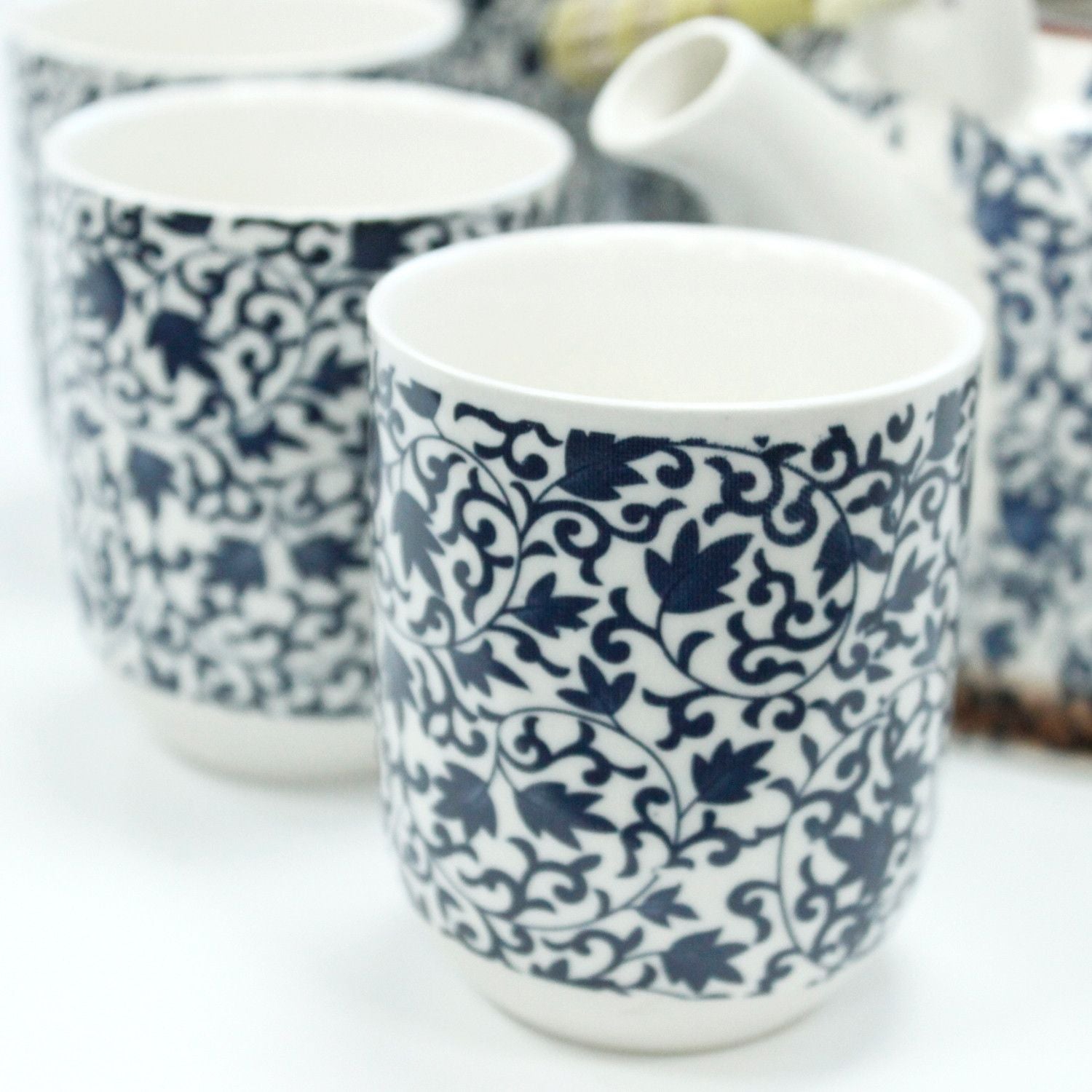 The Blue Pattern Ceramic Teapot Set | 650ml & Six Cups