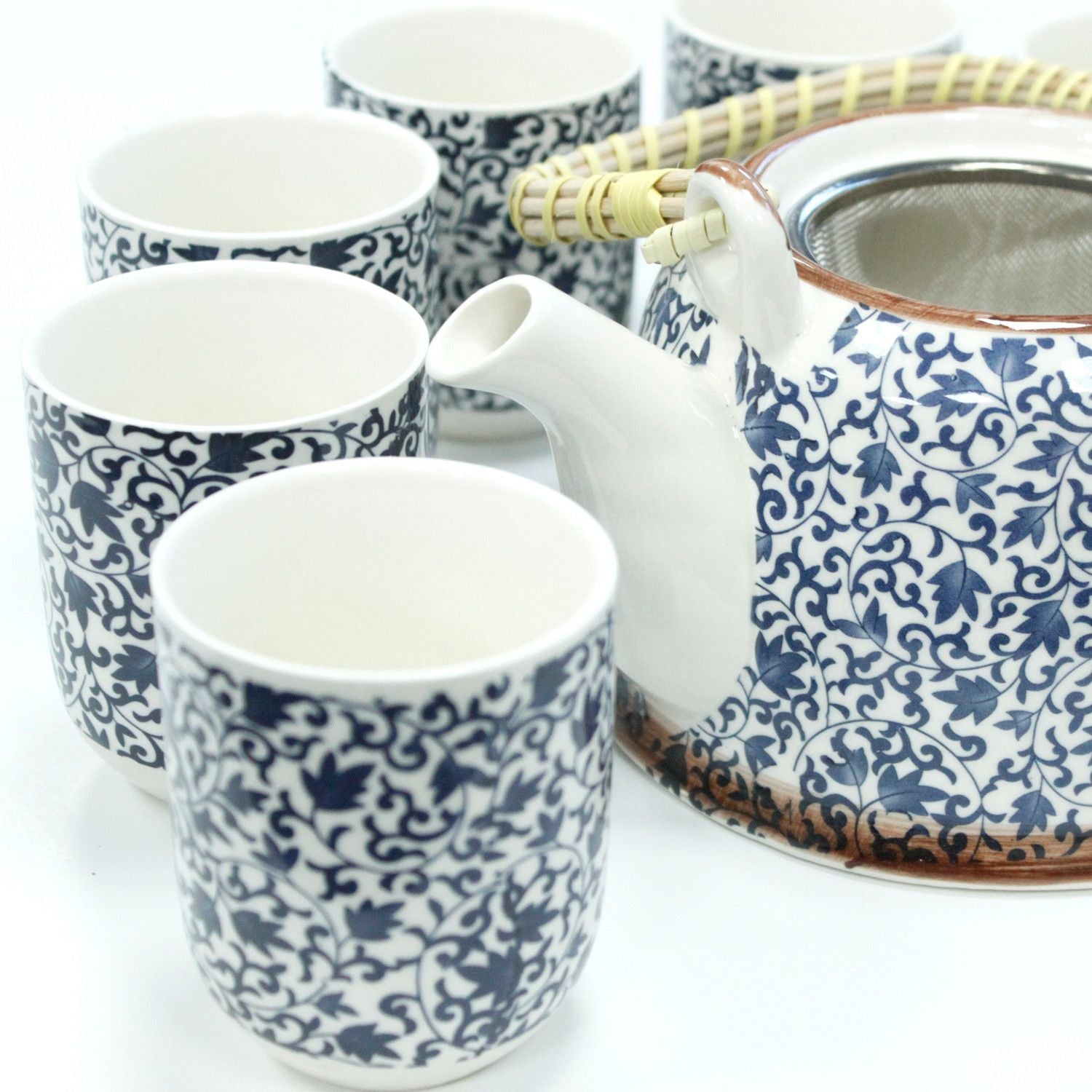 The Blue Pattern Ceramic Teapot Set | 650ml & Six Cups