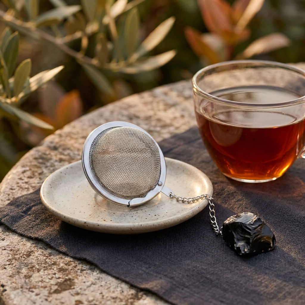 Black Obsidian Gemstone Tea Strainer | Ember & Olive - Ember & Olive Coffee Co.®
