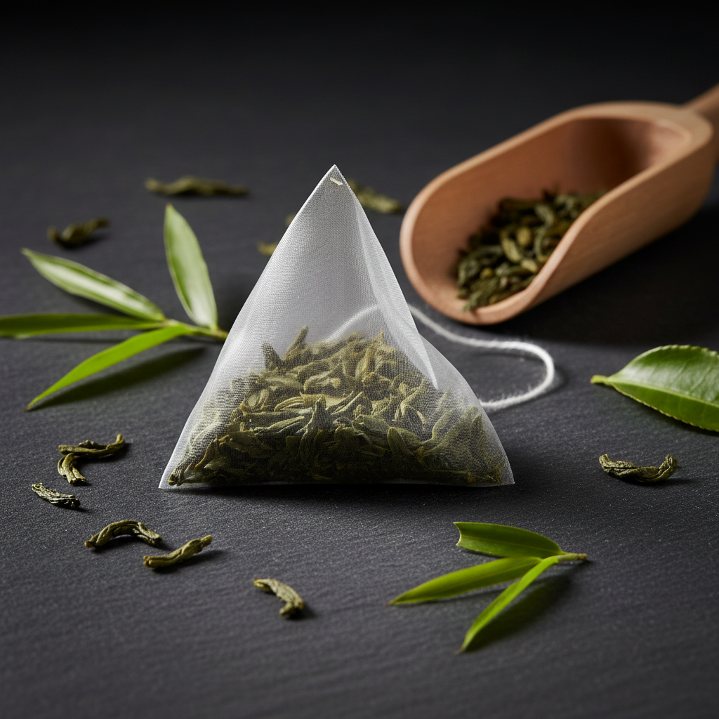 Emerald Tip — Deep-Filled Pyramid Teabag Hero