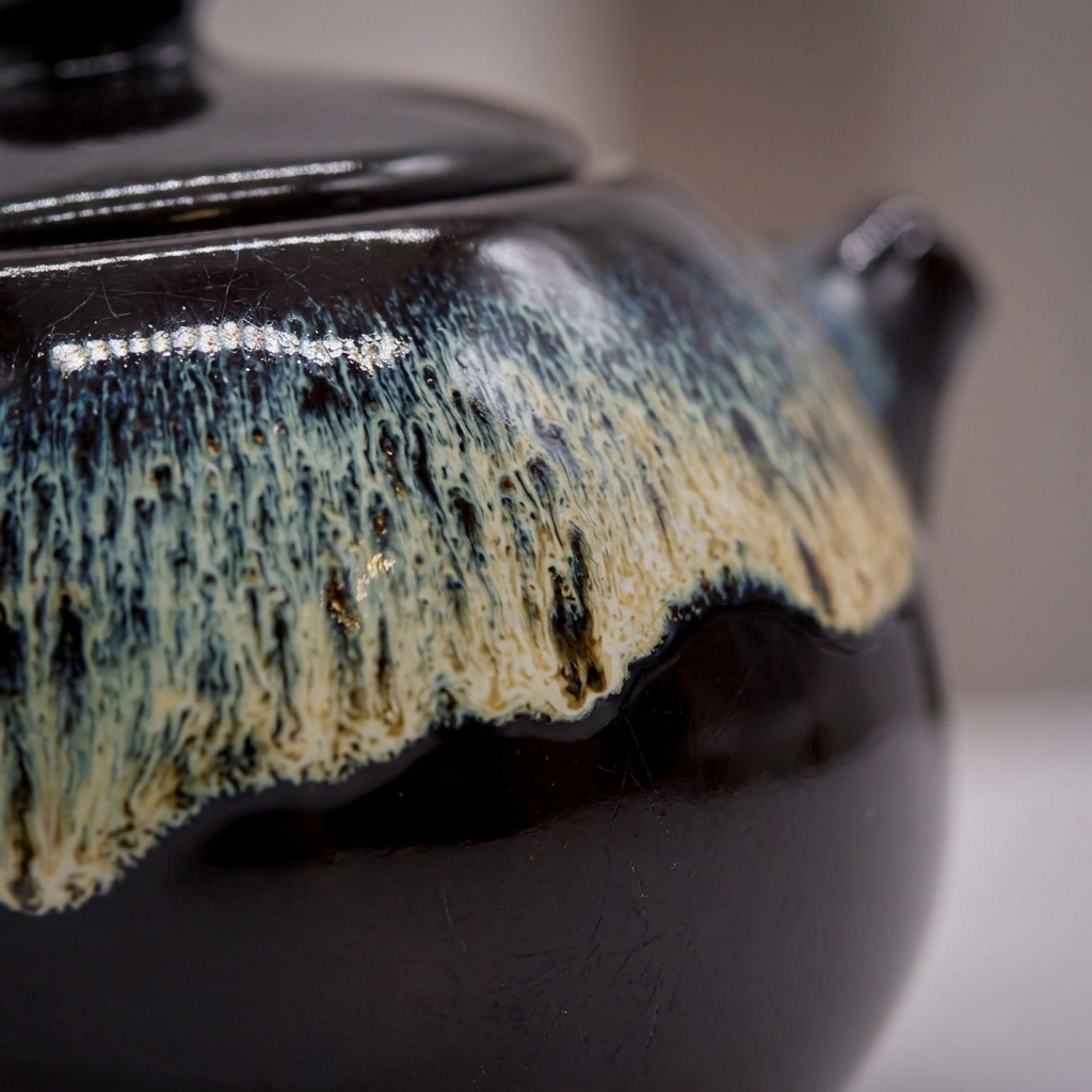 The Onyx Ritual Set | Dark Clay Ceramic Teapot and Two Cups - Ember & Olive Coffee Co.®
