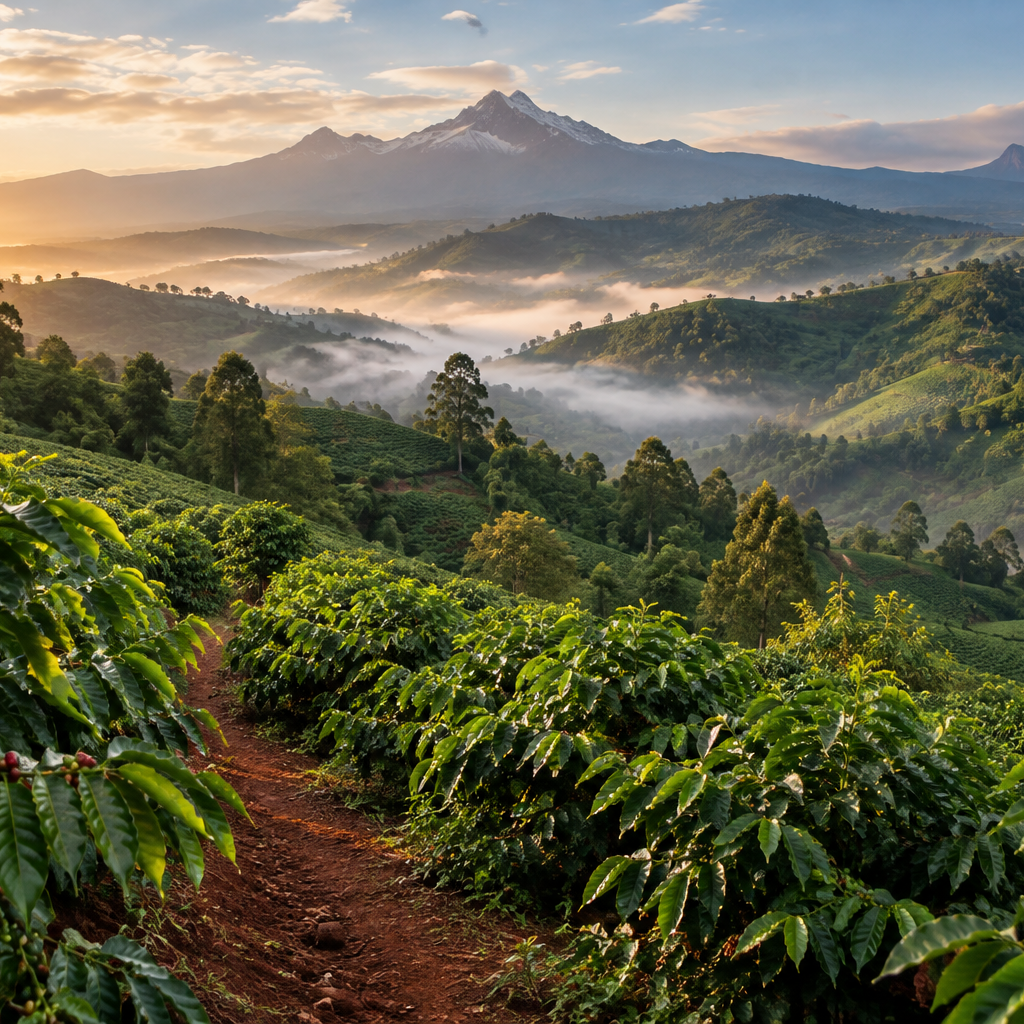 Kenyan coffee-highlands landscape